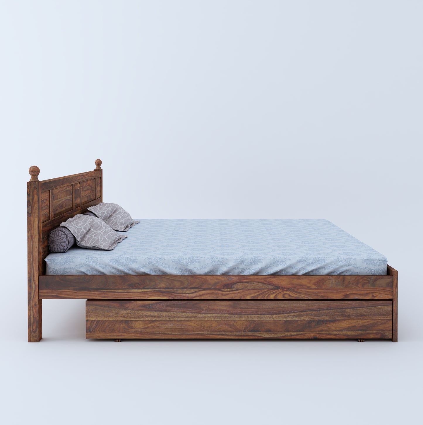 Joplin Queen Side Drawer Storage Bed-Teak