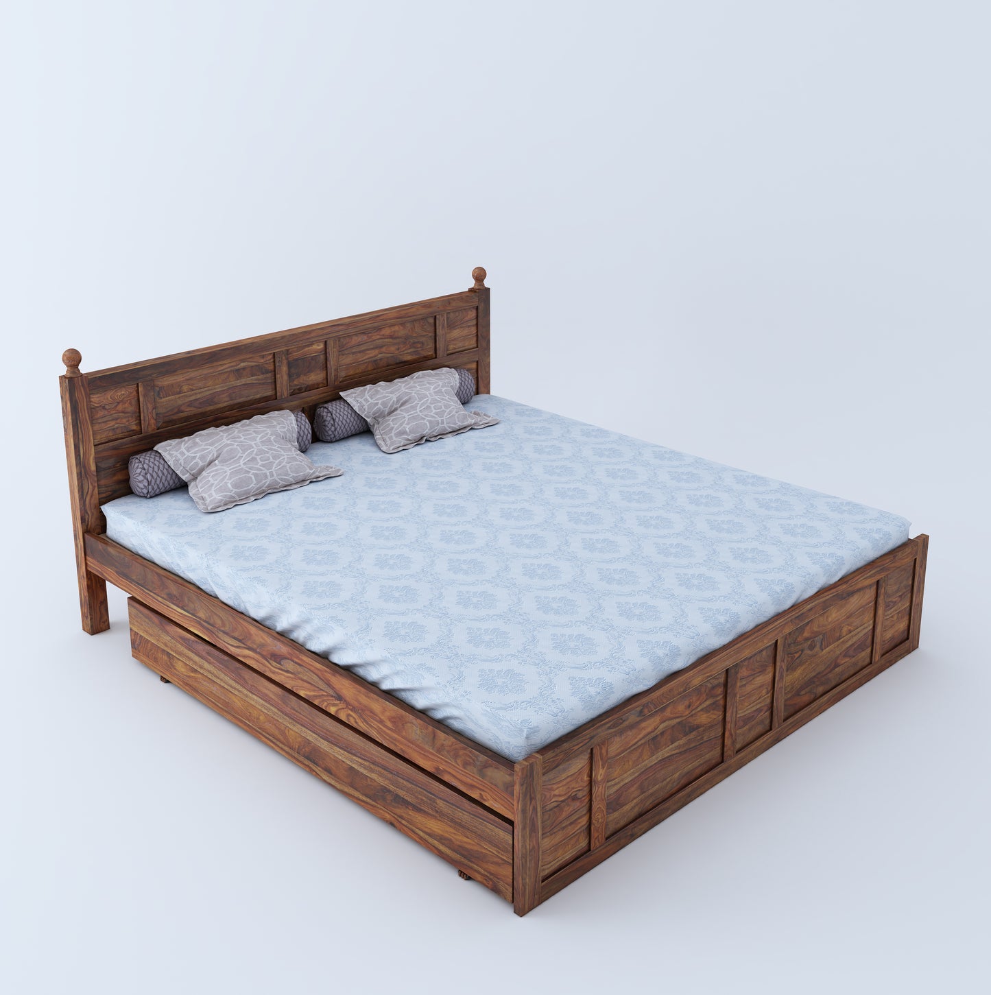 Joplin Queen Side Drawer Storage Bed-Teak