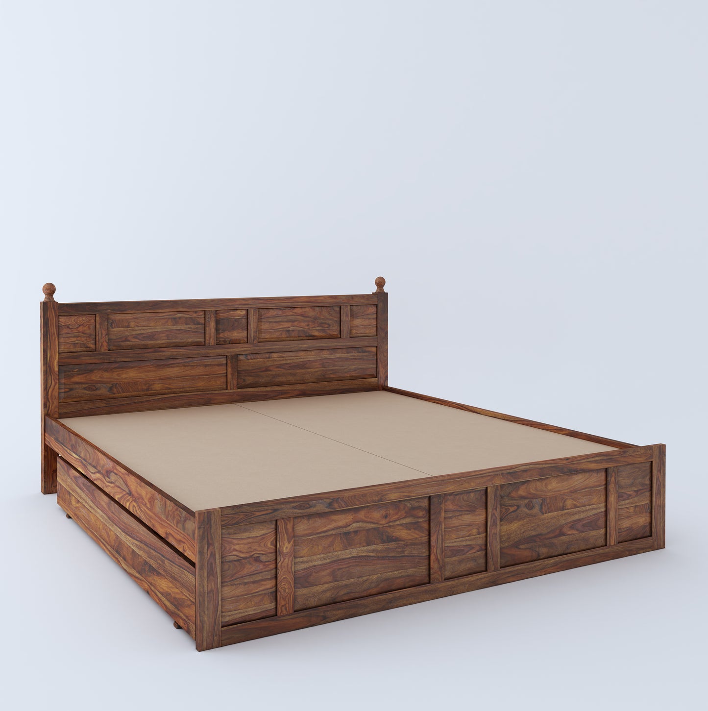 Joplin Queen Side Drawer Storage Bed-Teak
