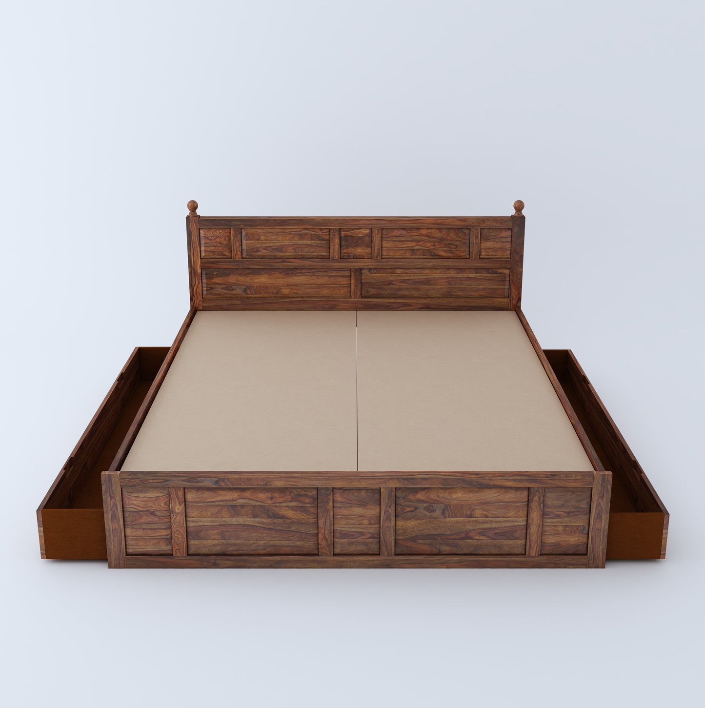 Joplin Queen Side Drawer Storage Bed-Teak