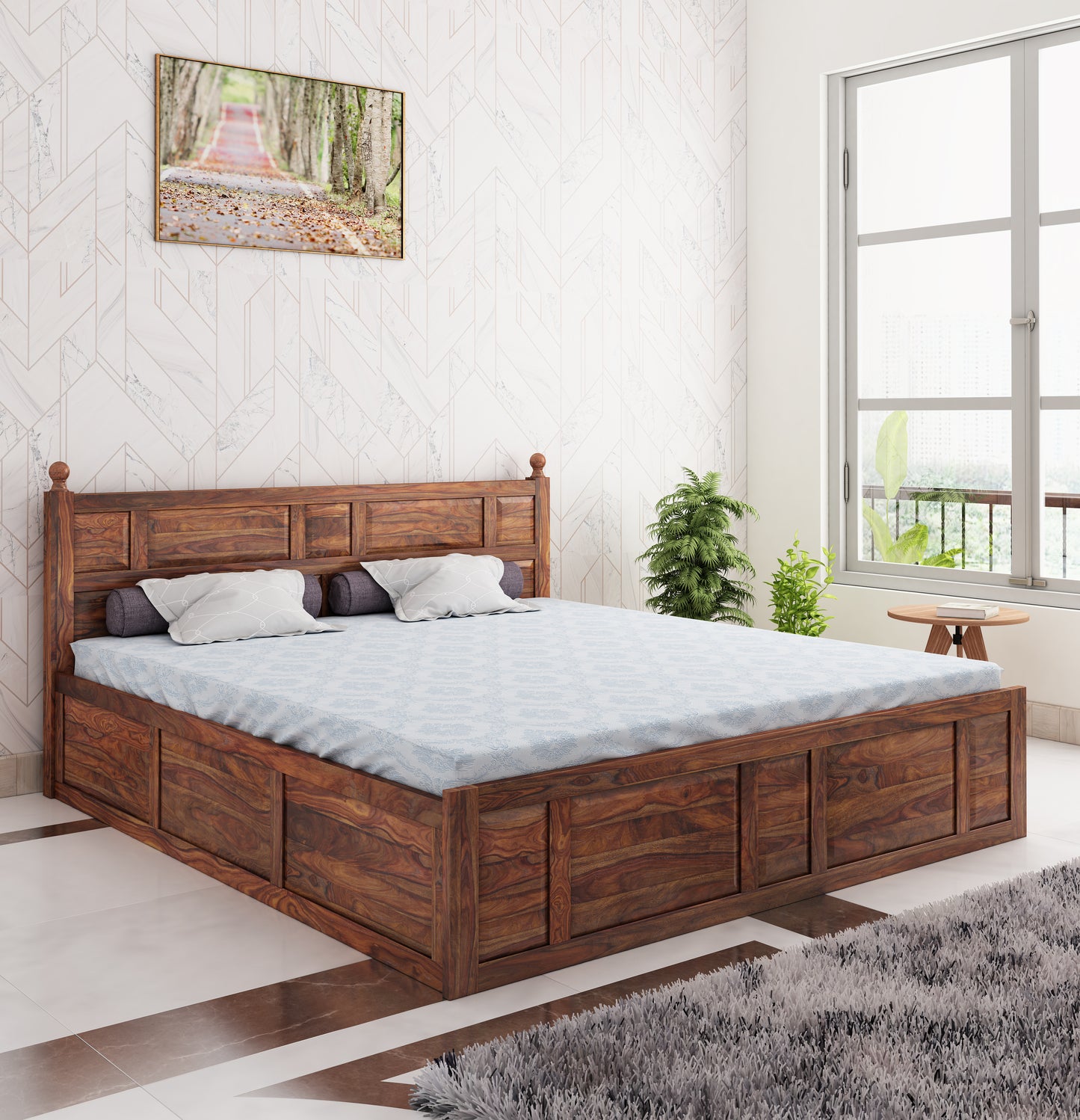 Joplin King Box Storage Bed-Teak