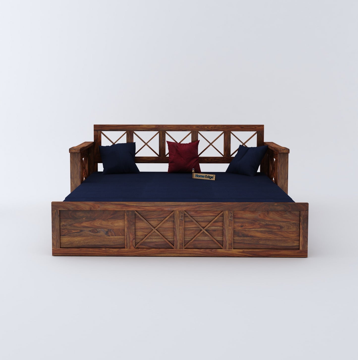 Murphy Blue Sofa Cum Bed-Teak