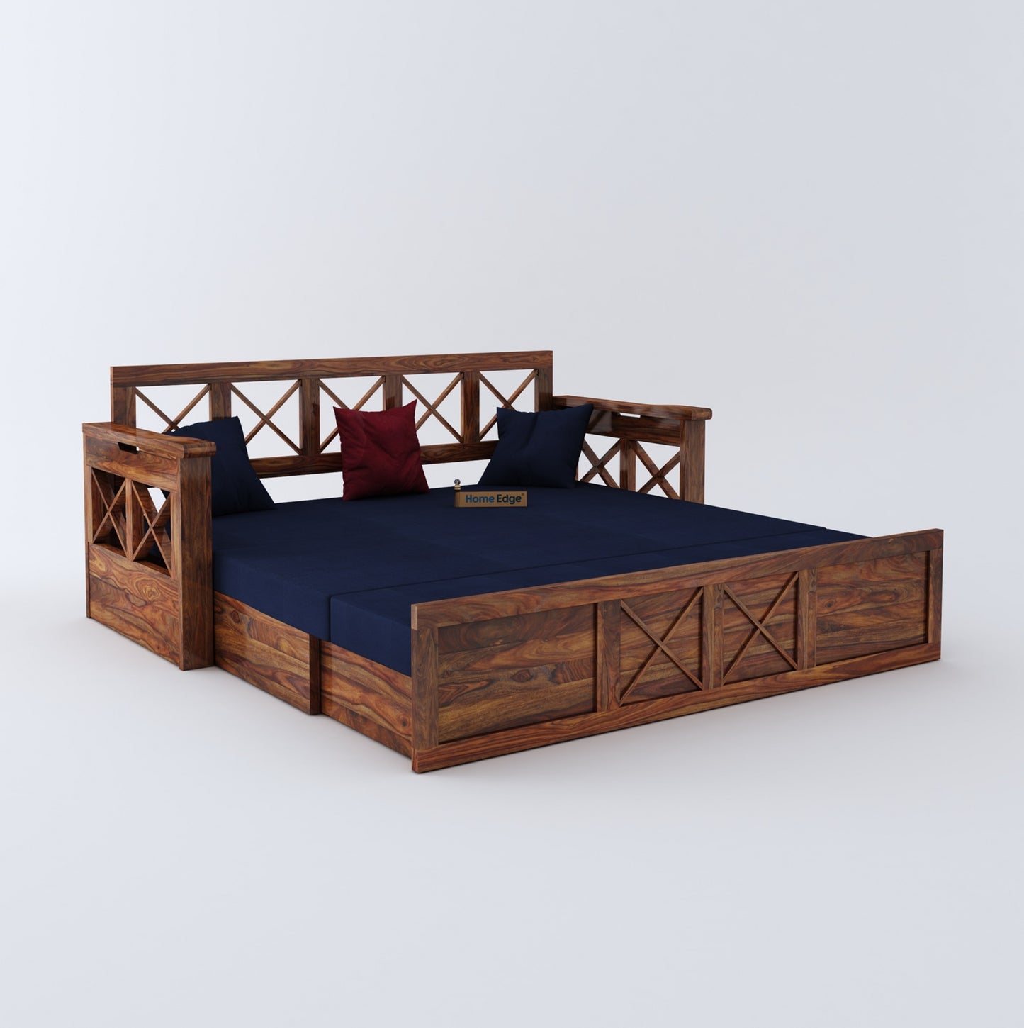 Murphy Blue Sofa Cum Bed-Teak