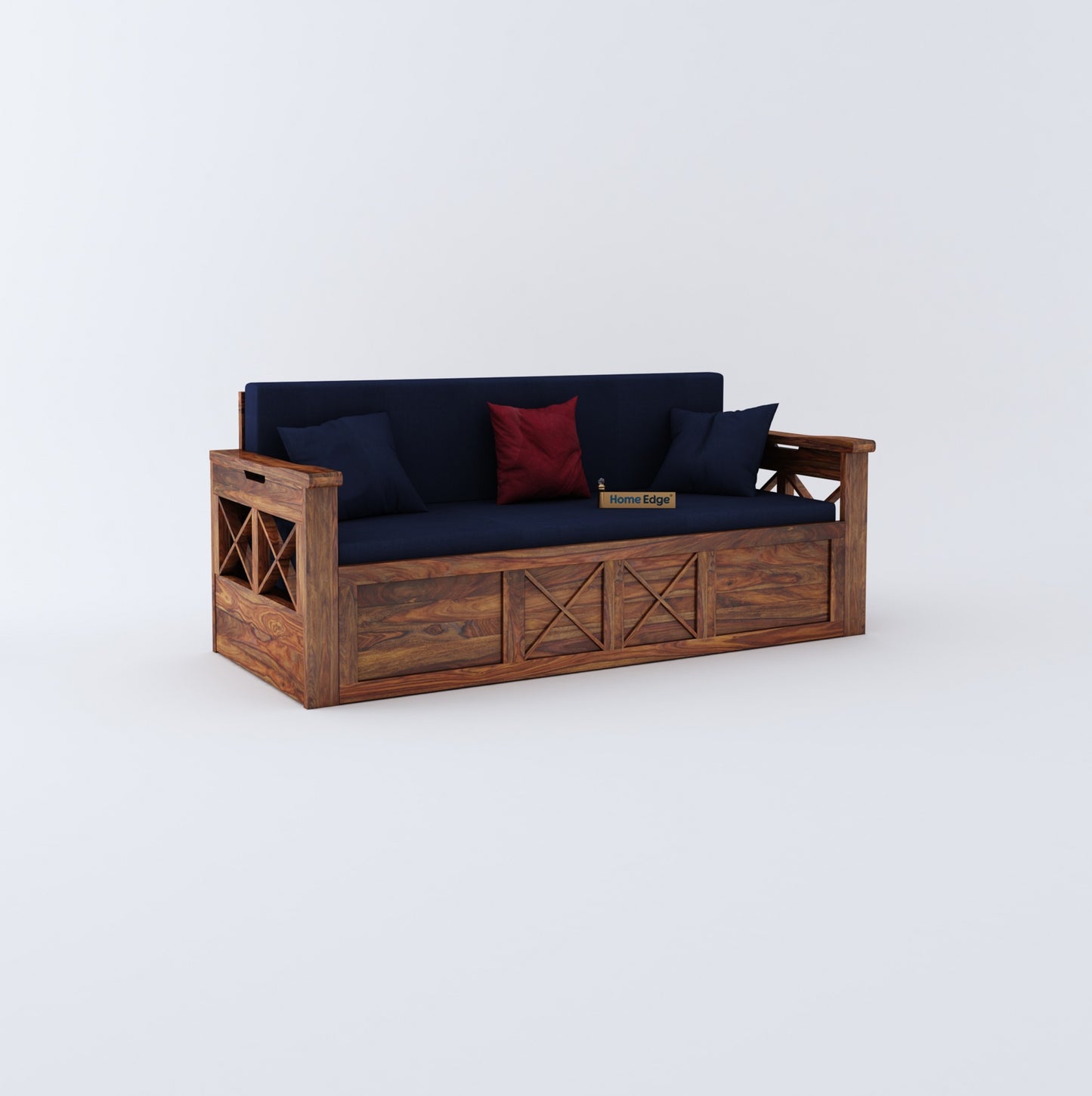 Murphy Blue Sofa Cum Bed-Teak