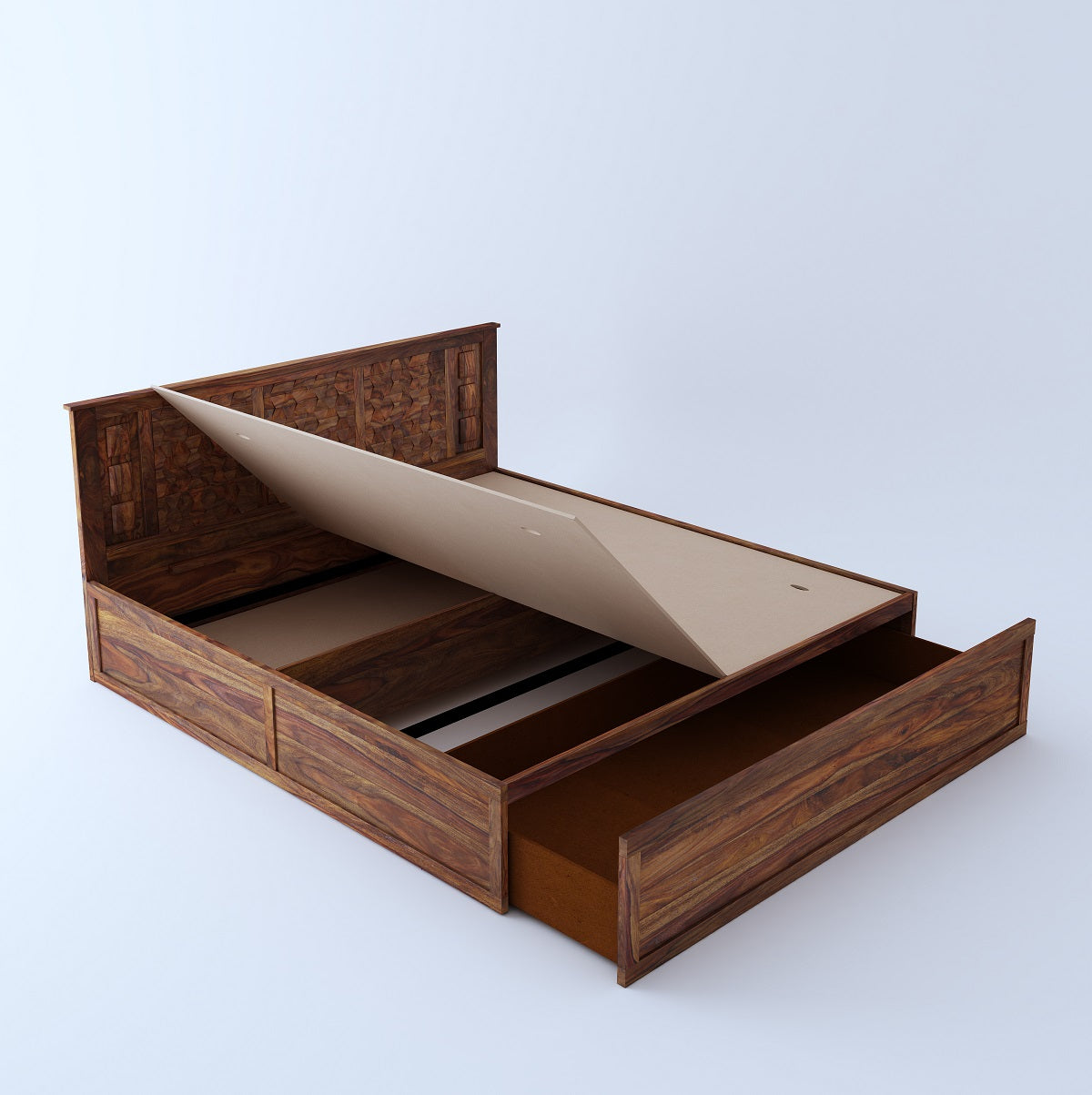 Munich King Front Drawer Storage Bed-Teak