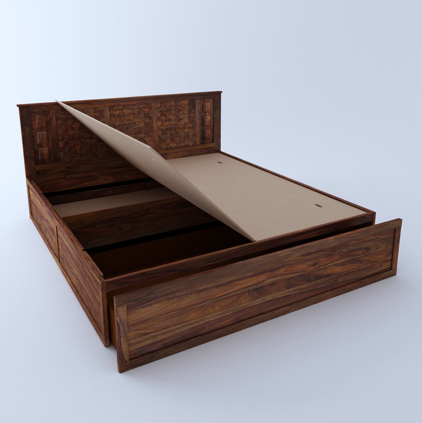 Munich King Front Drawer Storage Bed-Teak