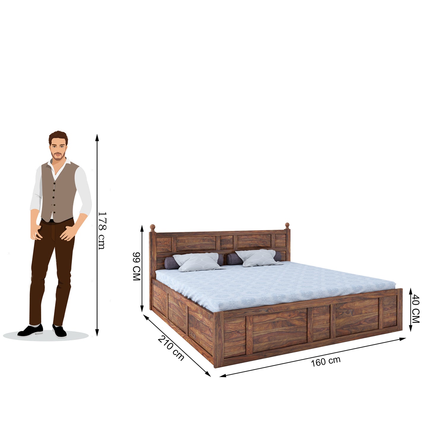 Joplin Queen Box Storage Bed-Teak