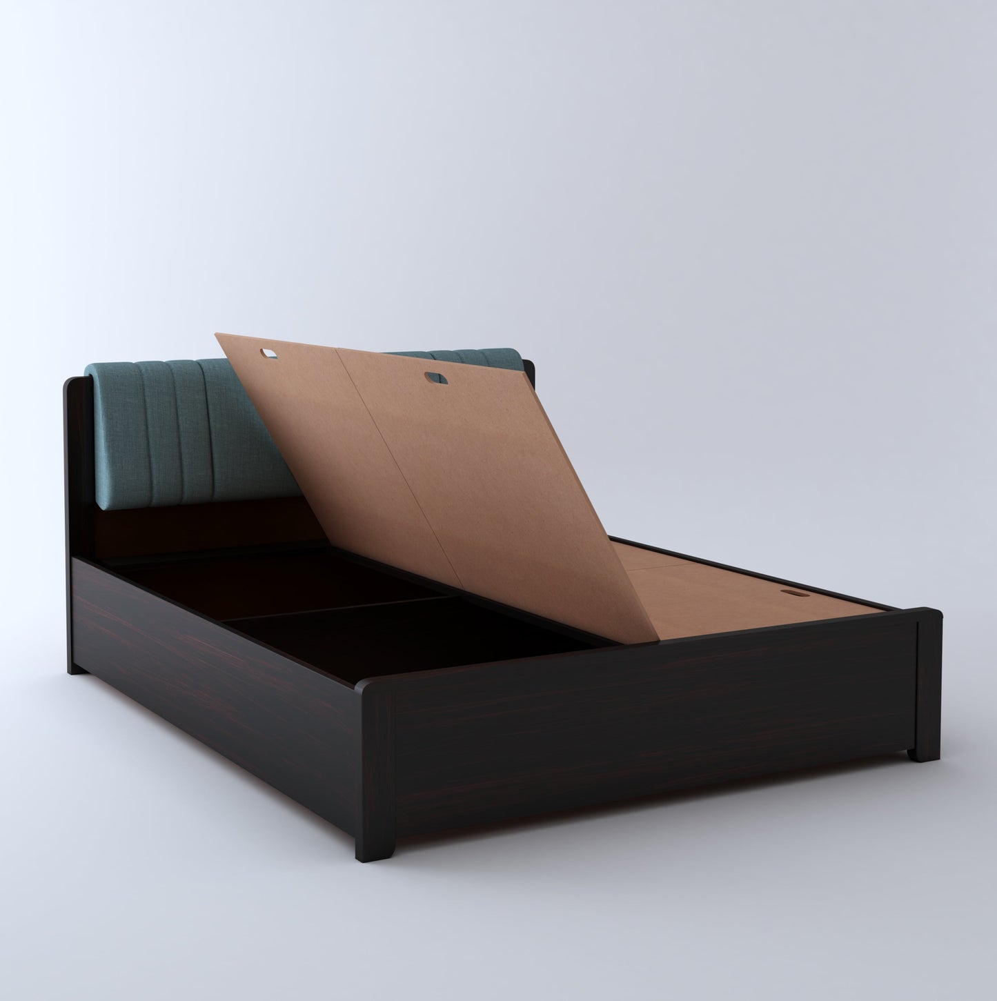 Lannister Aqua Queen Box Storage Bed-Mahogany