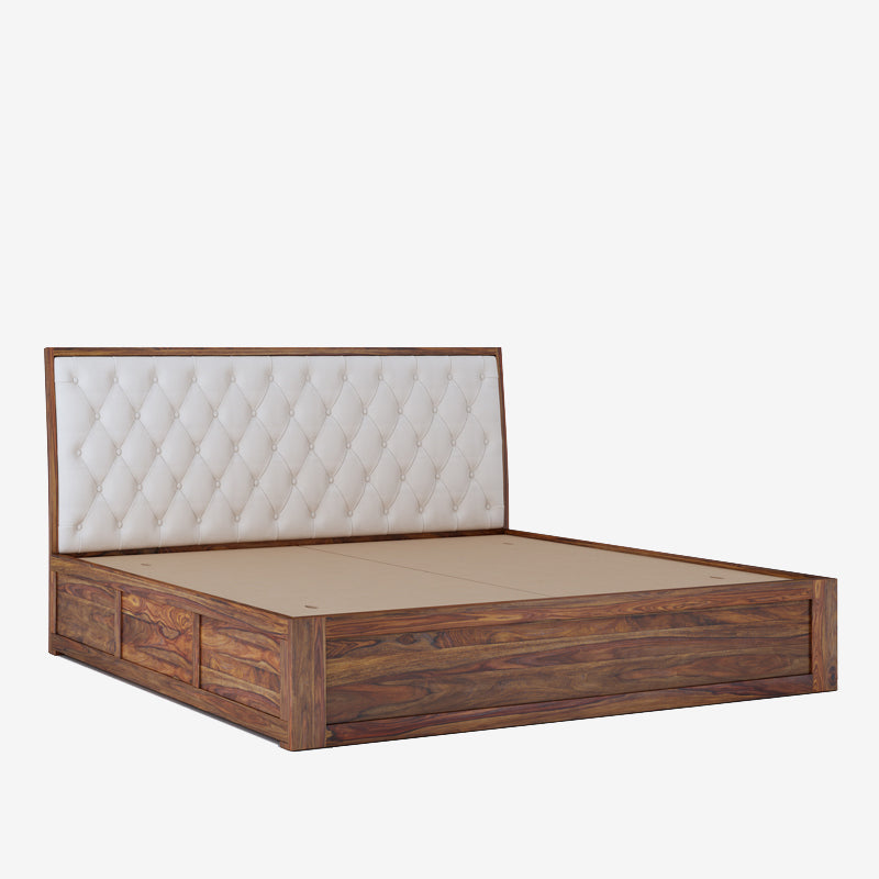 Avon King Beige Box Storage Bed-Teak Finish