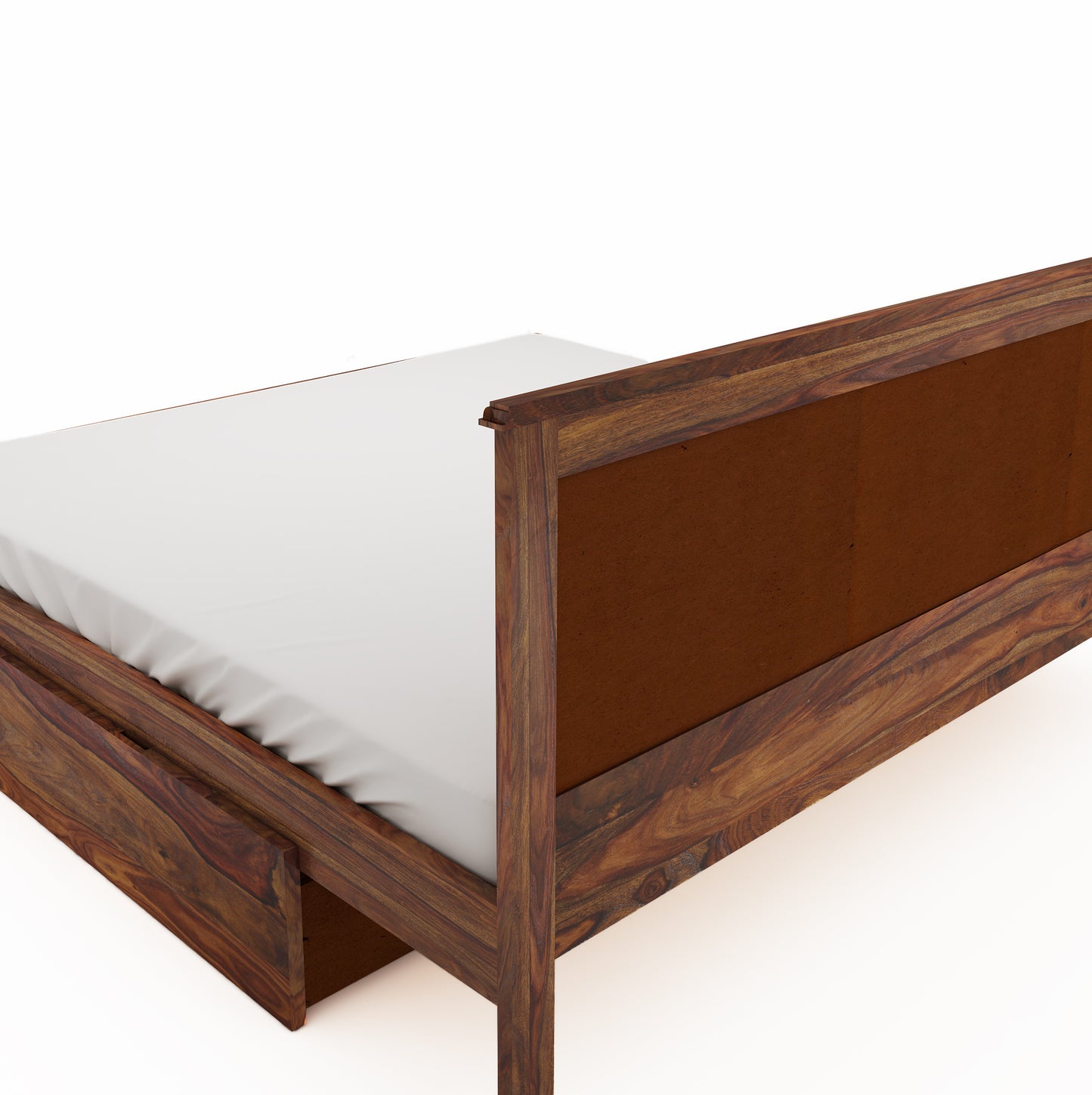 Weave King Side Drawer Storage Bed-Teak