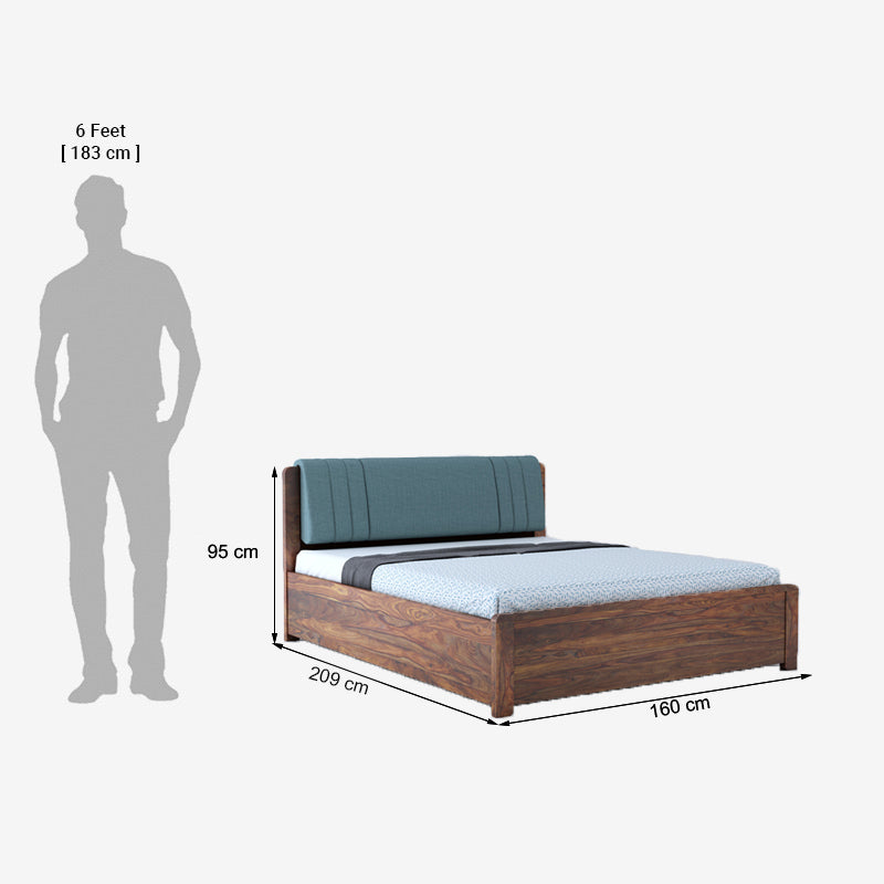 Lannister Aqua Queen Box Storage Bed-Teak