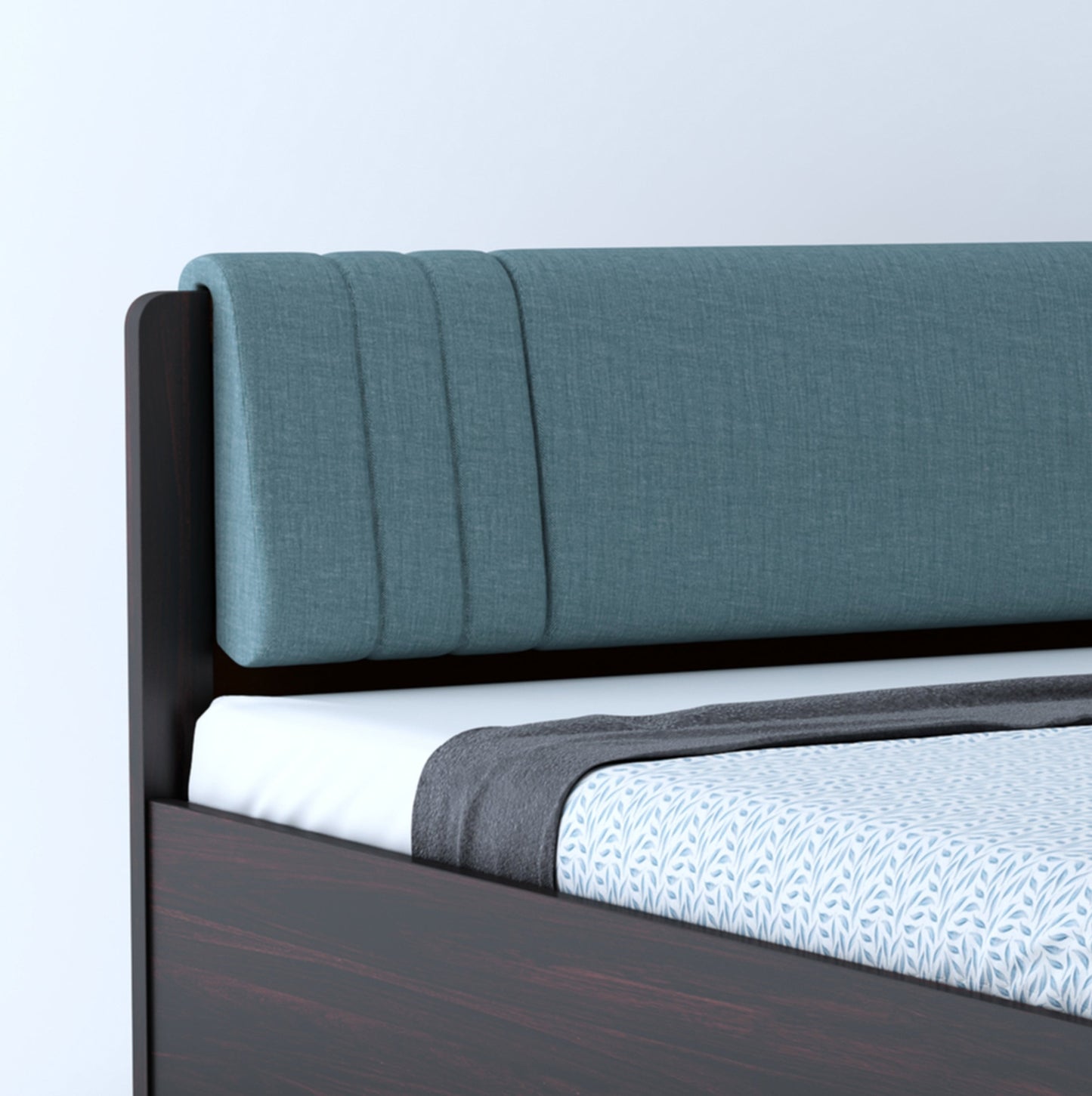 Lannister Aqua Queen Box Storage Bed-Mahogany