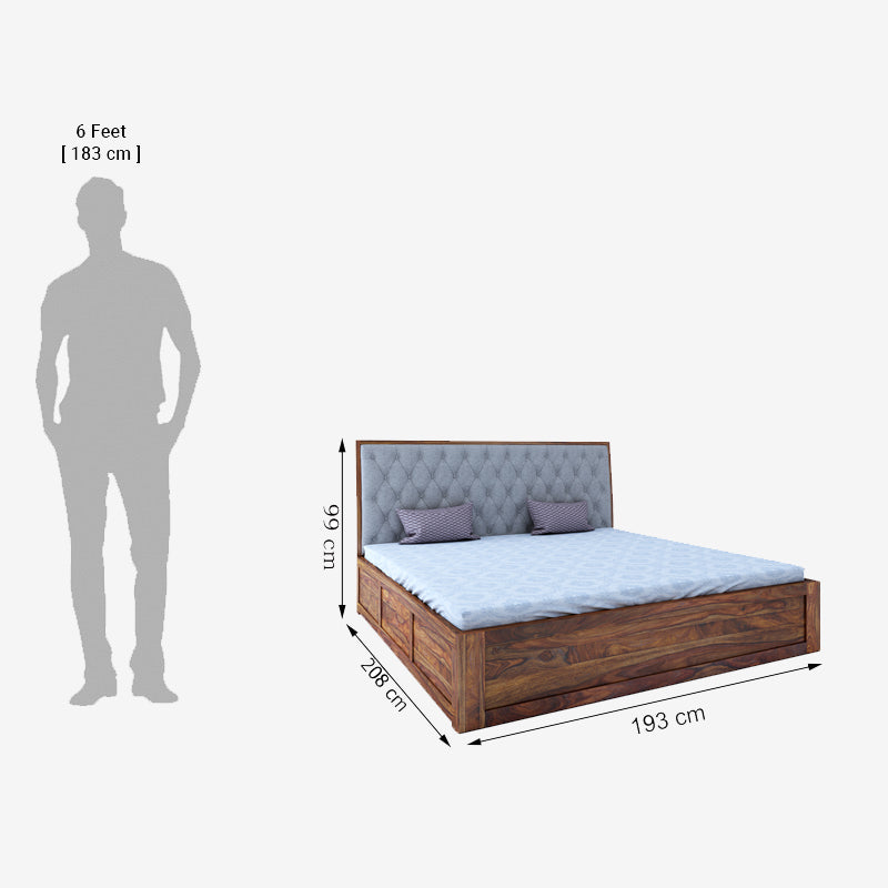 Avon King Grey Box Storage Bed-Teak Finish