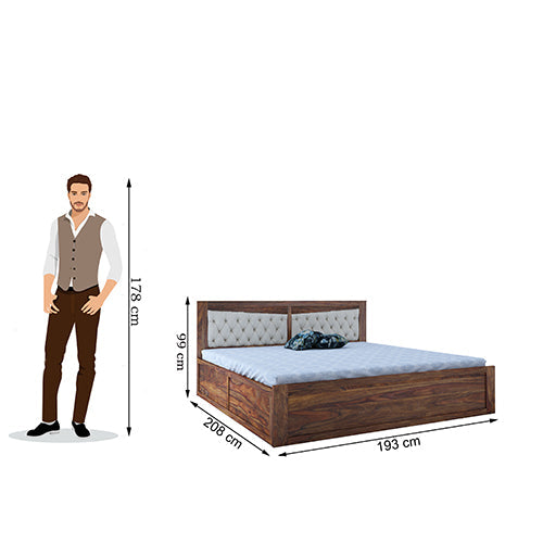 Madrid King Box Storage Bed-Teak