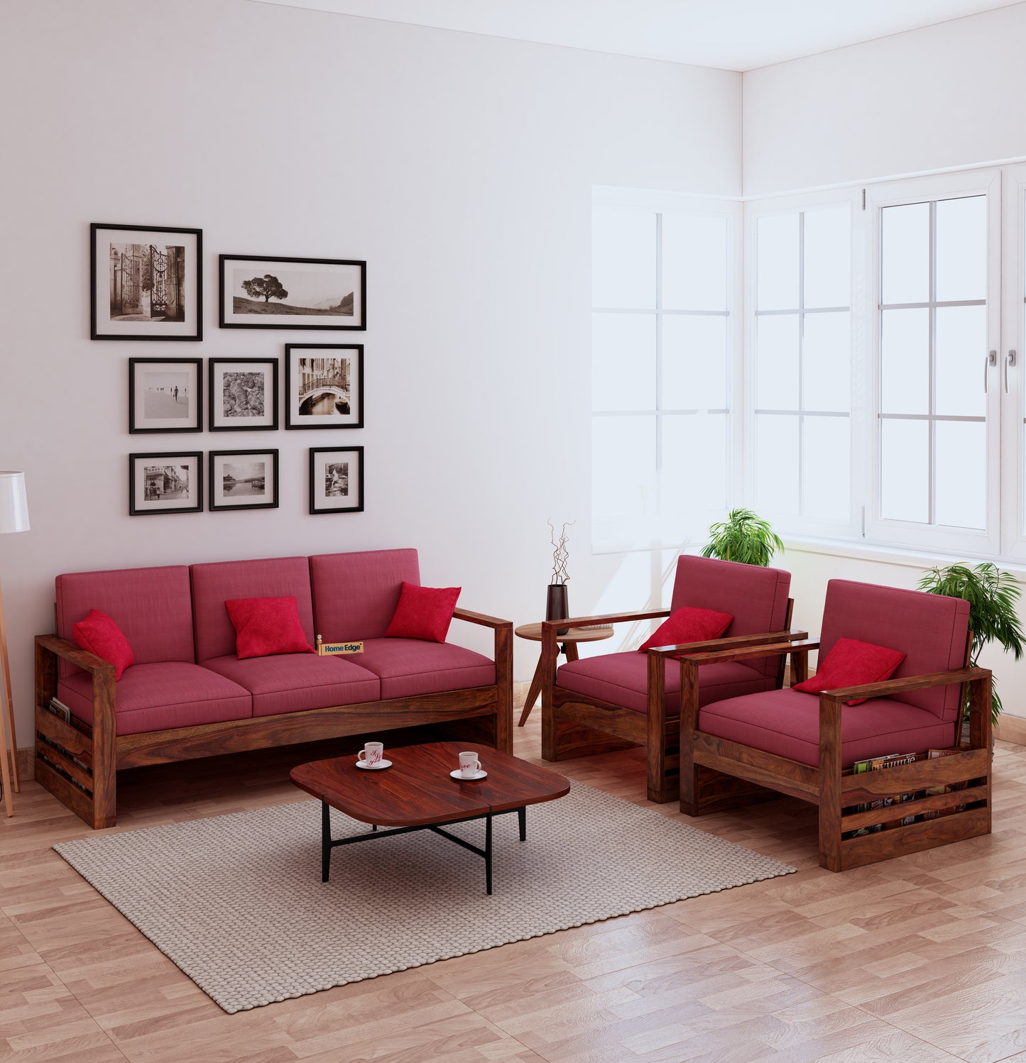 Saiman Wooden 3+1+1 Seater Sofa