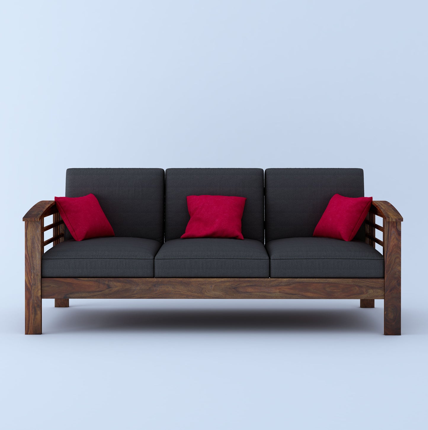 Adelone Wooden 3 Seater Sofa-Teak