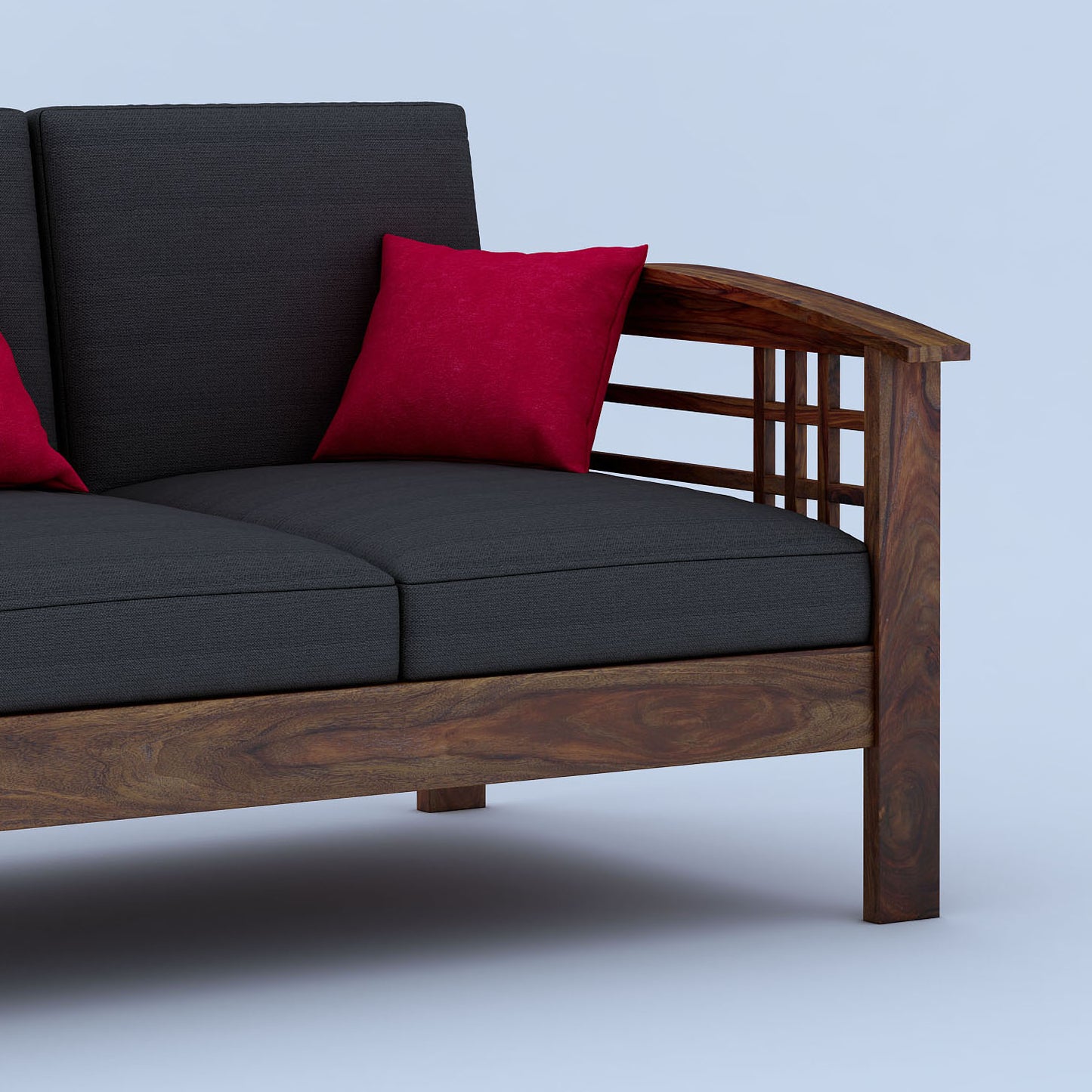 Adelone Wooden 3 Seater Sofa-Teak