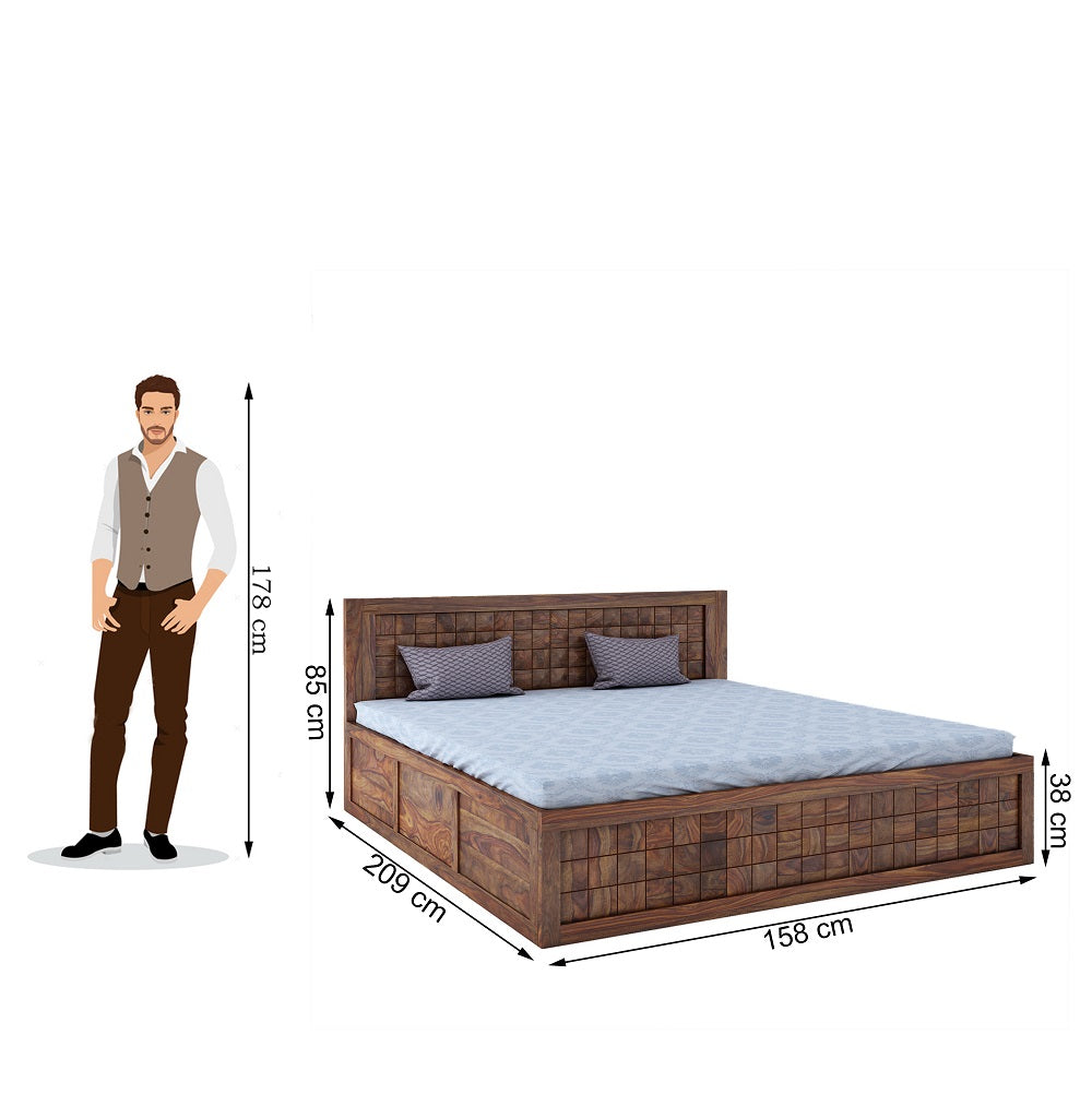 Bayleef Queen Front Drawer Storage Bed-Teak