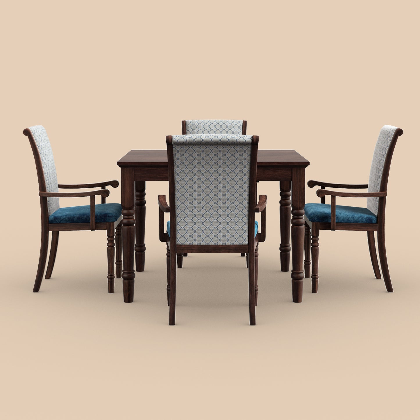 Zelki Four Seater Dining Set-Mahogany