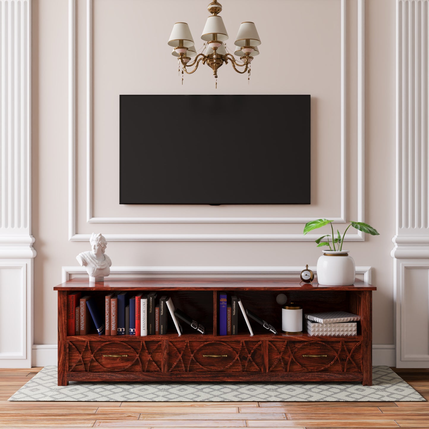 Arlen Solidwood TV Unit-Mahogany