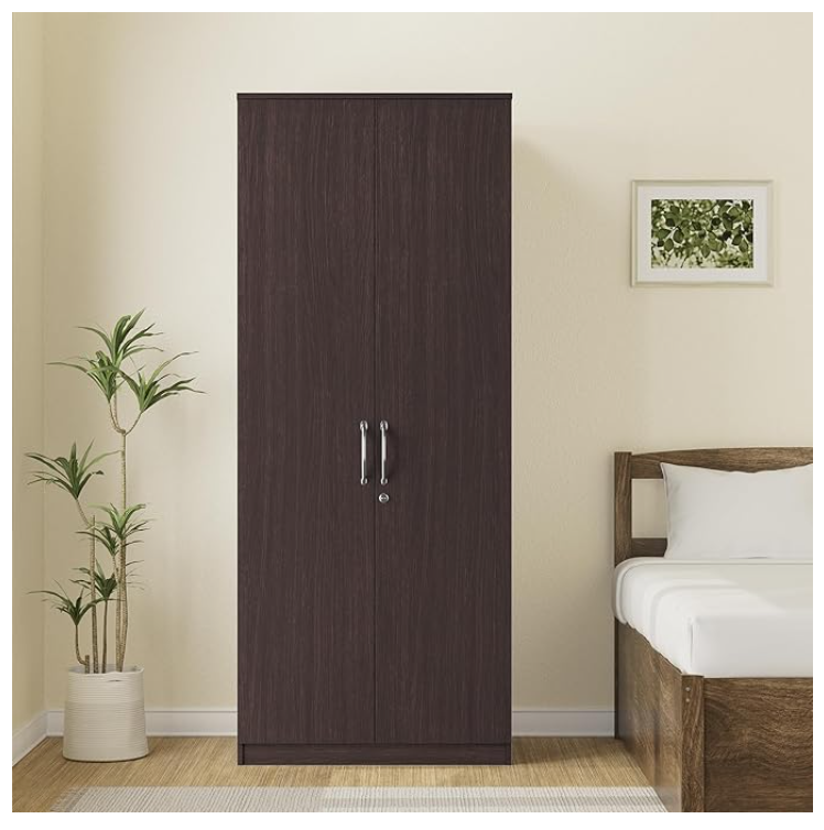 Luxe Engineered Wood 2 Door Wardrobe (Wenge Finish)