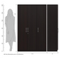 Luxe Engineered Wood 3 Door Wardrobe (Wenge Finish)