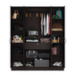 Luxe Engineered Wood 4 Door Wardrobe with Drawer and Mirror (Wenge Finish)