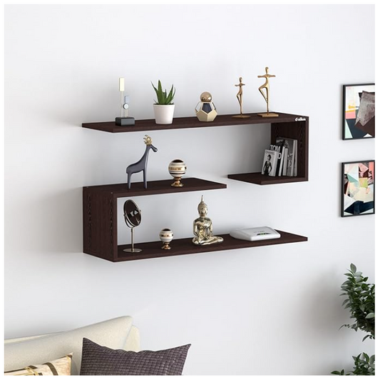 Layven Engineered Wood Wall Shelf Book Shelf/Wall Mounted Shelf Wall Decor - Walnut Finish