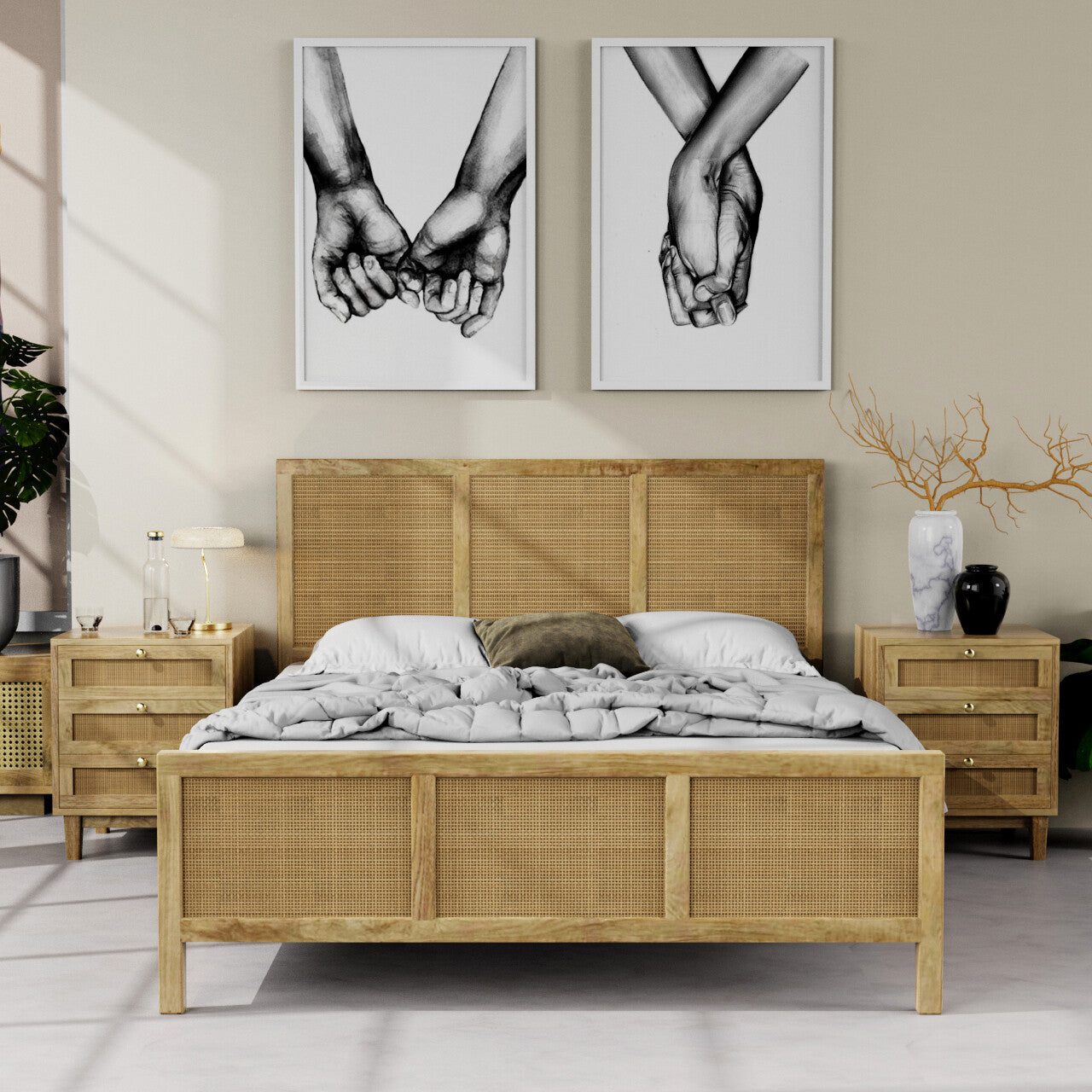 Valor Solid wood Queen Size Bed-Natural
