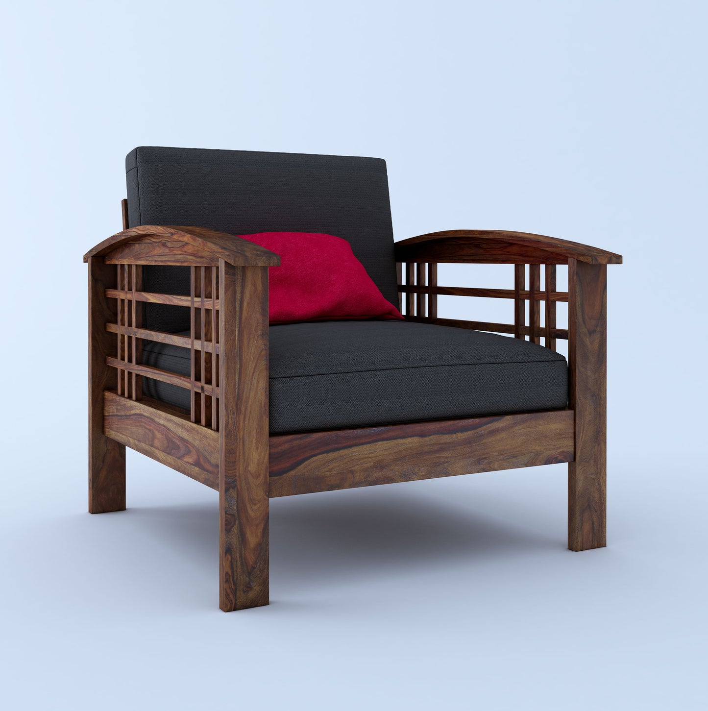Adelone Wooden 3+1+1 Seater Sofa Set-Teak