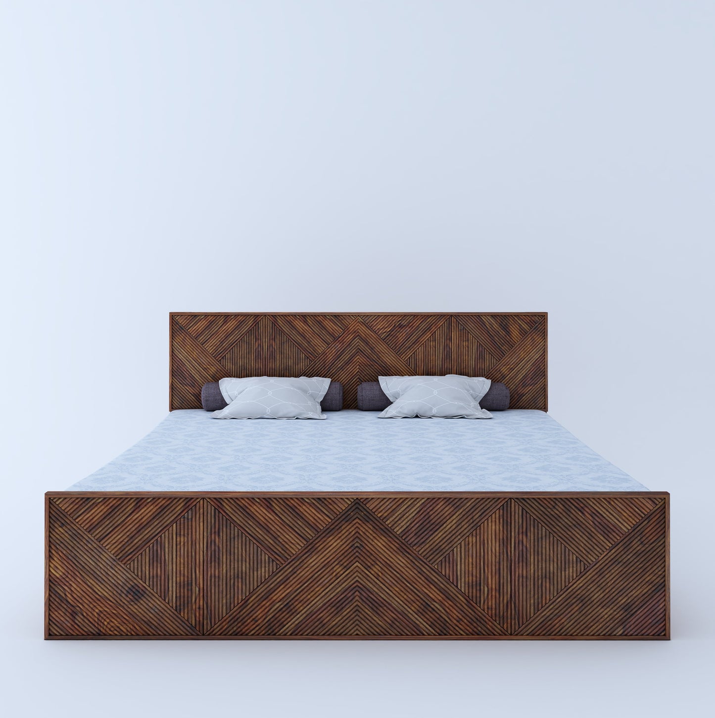 Home Edge Sheesham Wood Bijox King Front Drawer Bed-Teak