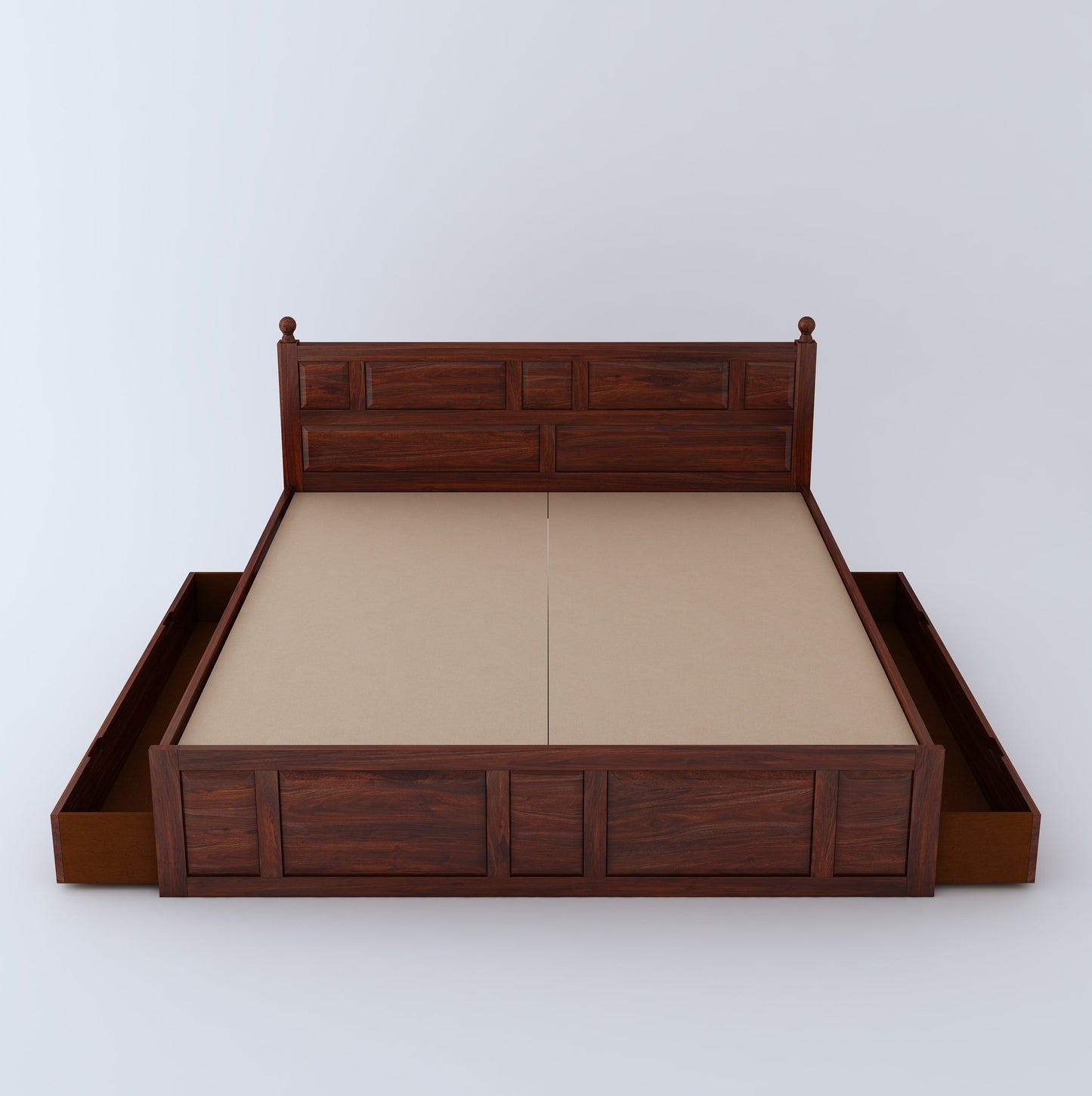 Home Edge Sheesham Wood Joplin King Side Drawer Storage Bed-Mahogany