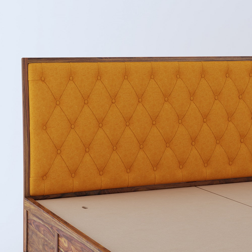 Avon Yellow King Front Drawer Bed-Teak