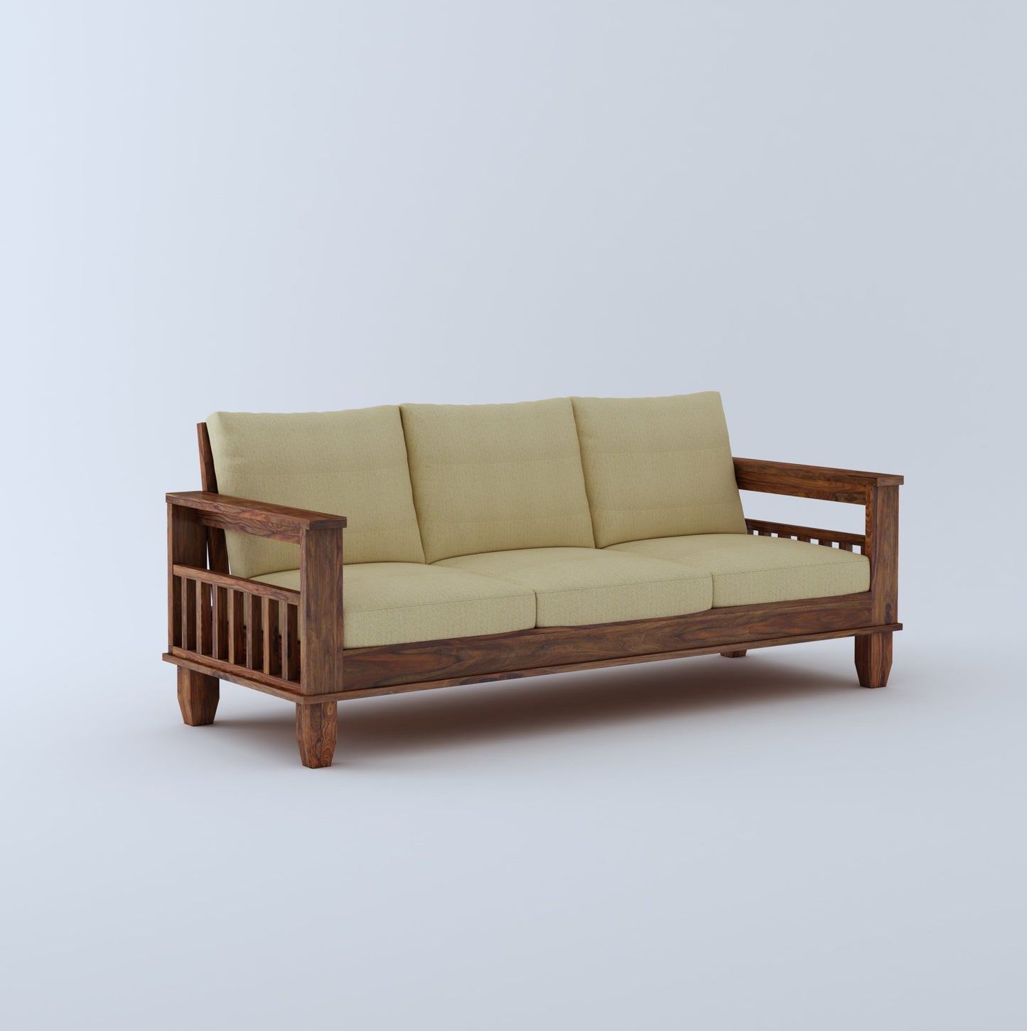 Jessy Wooden 3 Seater Sofa-Teak