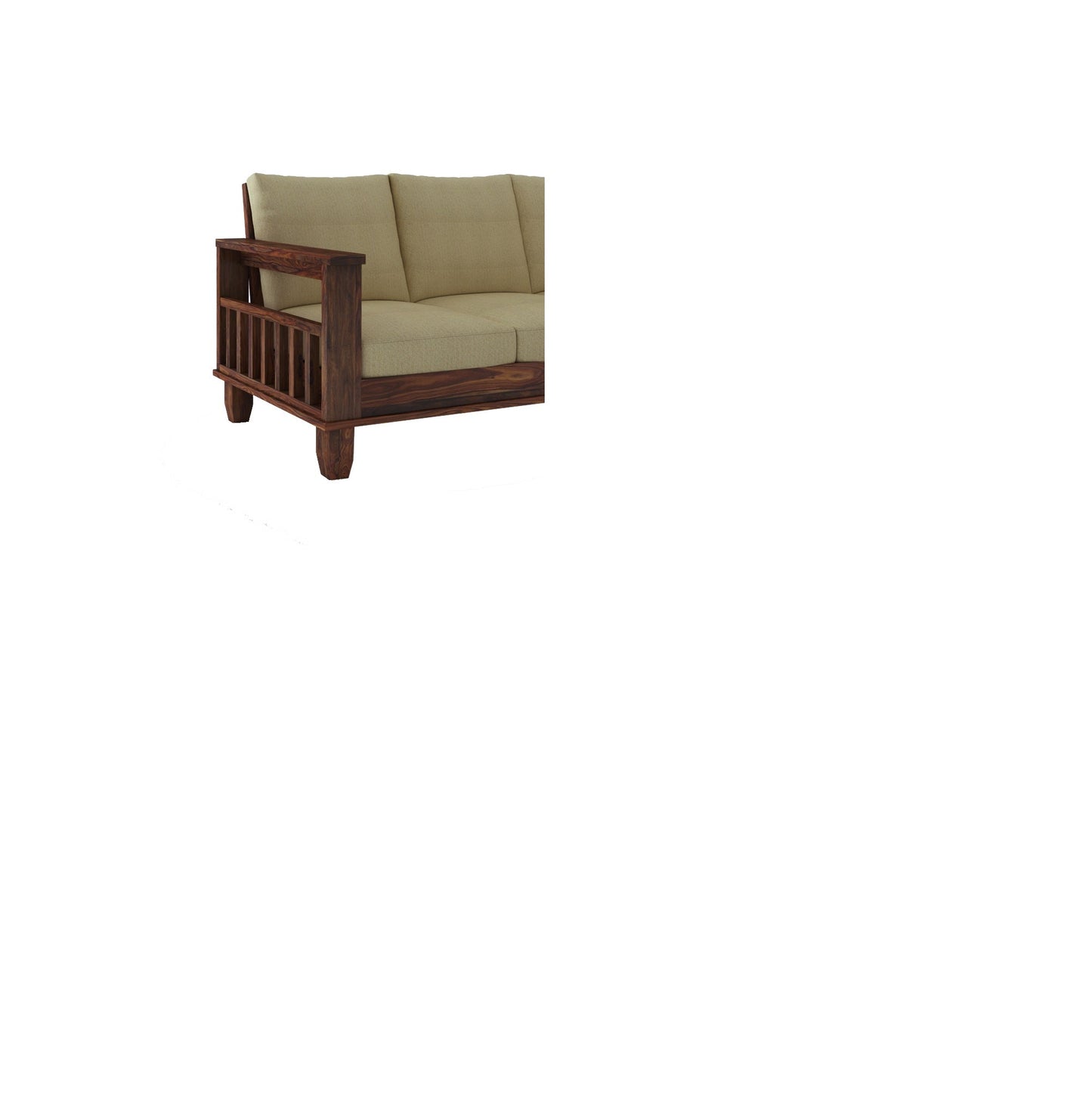 Home Edge Sheesham Wood Jessy 3 Seater Sofa-Teak
