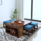 Vigo Blue 4 Stool Coffee Table-Mahogany