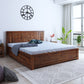 Home Edge Sheesham Wood Munich Queen Side Drawer Storage Bed-Teak