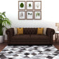 Home Edge Sheesham Wood Wilson 3 Seater Fabric Sofa-Brown