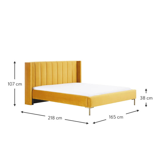 Franco Queen Size Fully Upholstery Without Storage Bed-Yellow