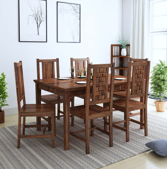 Weave 6 Seater Dining Set-Teak