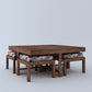 Vesta Floral 4 Stool Coffee Table-Teak