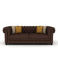 Home Edge Sheesham Wood Wilson 3 Seater Fabric Sofa-Brown
