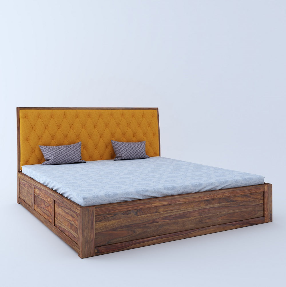 Avon Yellow King Front Drawer Bed-Teak