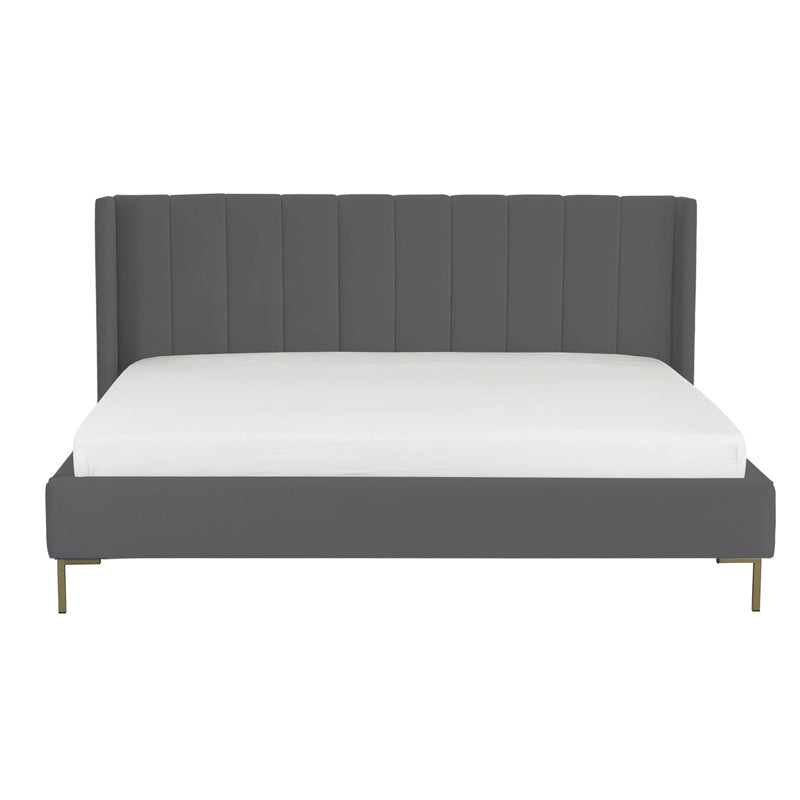 Franco Queen Size Fully Upholstery Without Storage Bed-Grey