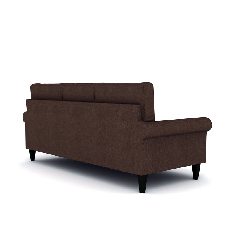 Home Edge Sheesham Wood Oxford 3 Seater Fabric Sofa-Brown