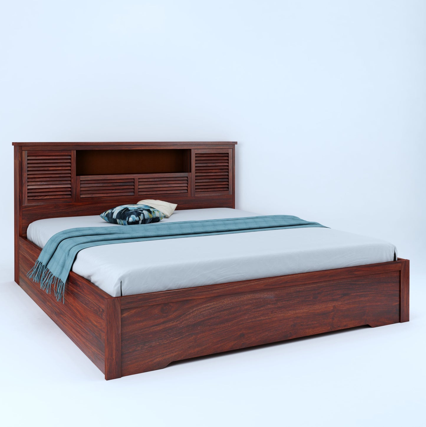 Aricon King Box Storage Bed-Mahogany