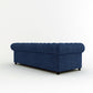 Home Edge Sheesham Wood Wilson 3 Seater Fabric Sofa-Blue