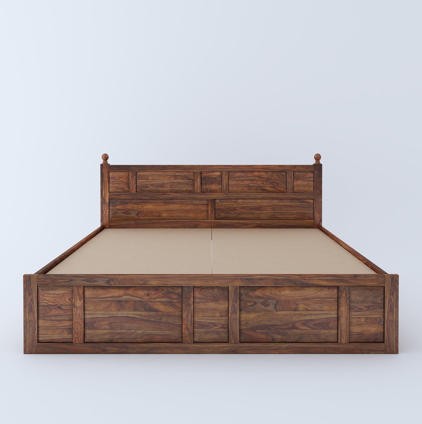 Home Edge Sheesham Wood Joplin Queen Side Drawer Storage Bed-Teak