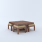 Home Edge Sheesham Wood Vesta 4 Stool Coffee Table-Beige