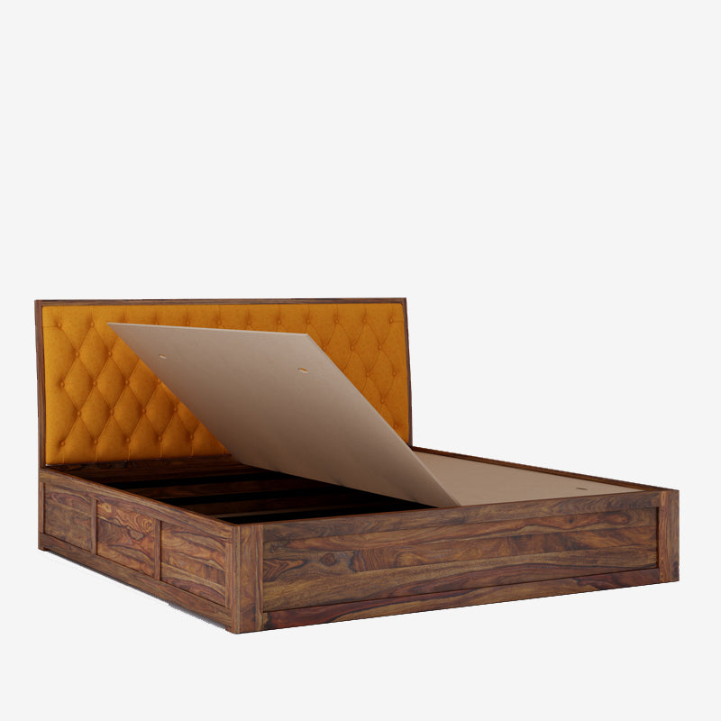 Avon King Yellow Box Storage Bed-Teak Finish